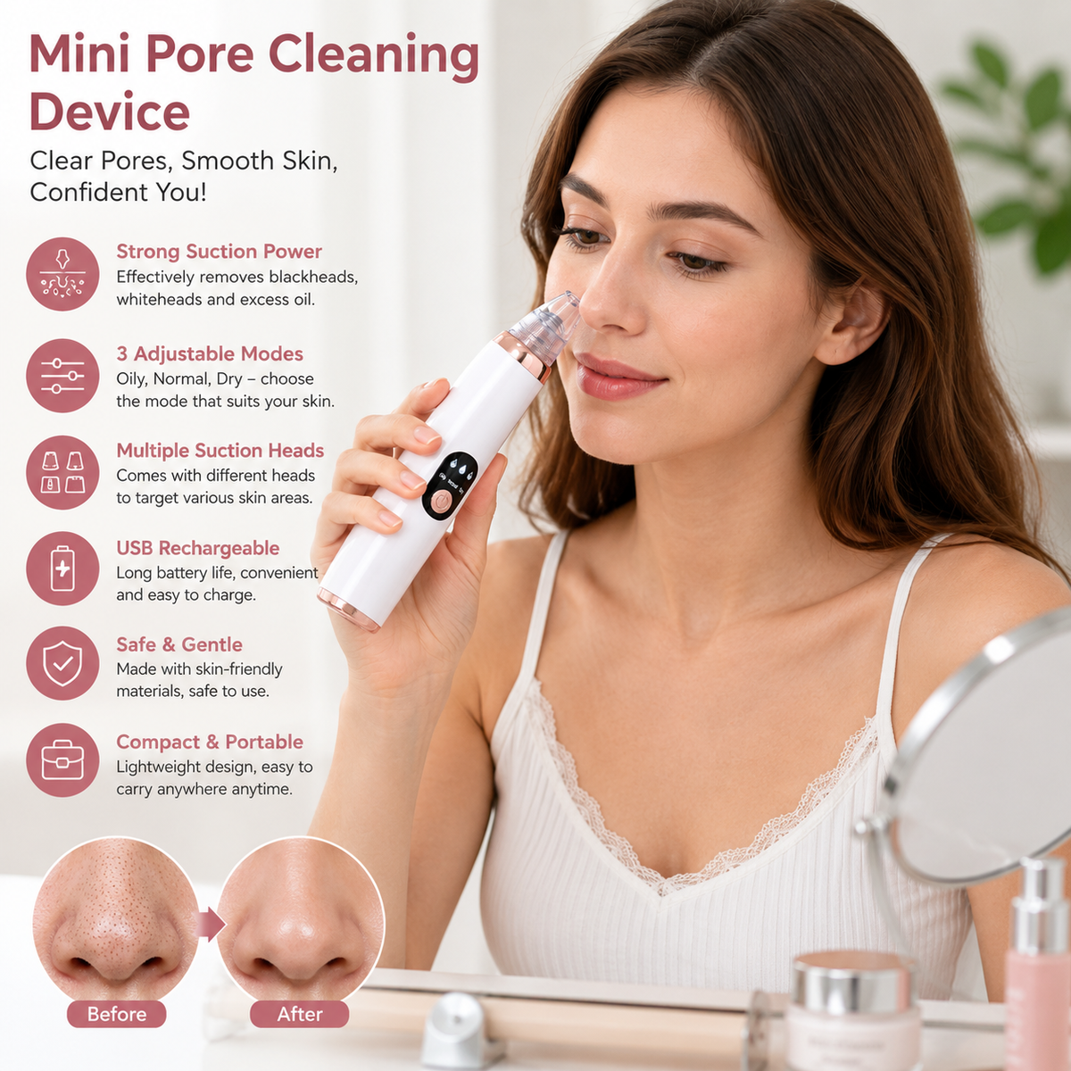 Deep Pore Cleaning Device – Portable Facial Pore Vacuum Cleaner