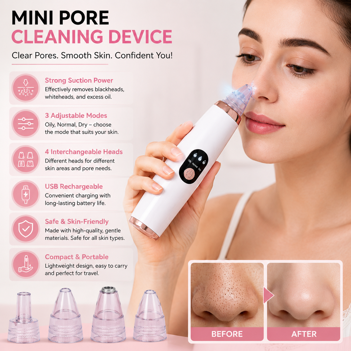 Deep Pore Cleaning Device – Portable Facial Pore Vacuum Cleaner